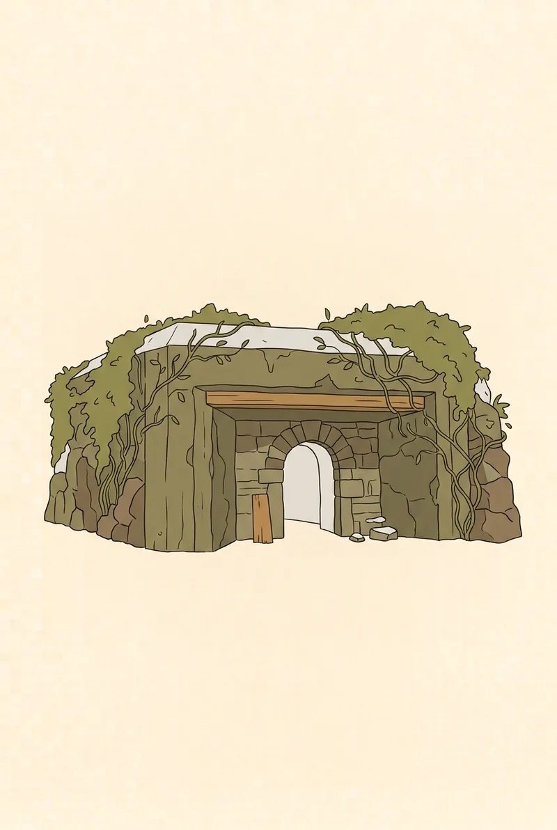 Tegnet illustrasjon av Høytorp fort utenfor Mysen